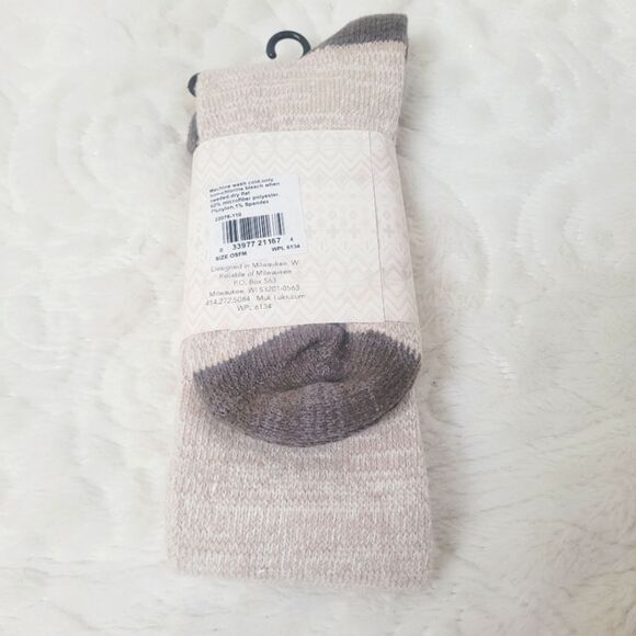 The Original Muk Luks Knee High Socks Tan Multi Contrast Top Toe Heel OSFM New - Picture 2 of 4